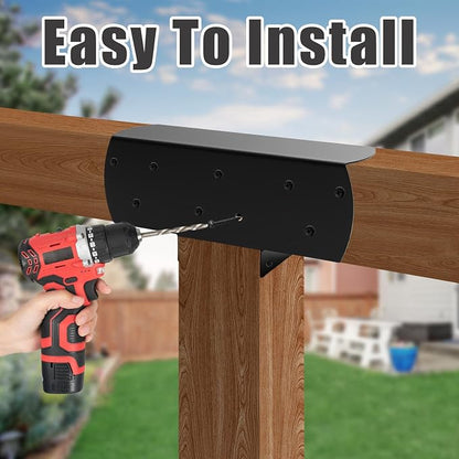2 Pcs 4"x 4" 3-Way Pergola Bracket(Actual Fit: 3.6"x3.6") Post | T-Shaped Bracket Woodworks Pergola Kit|Metal Wood Post Connector for Pergola and Outdoor Structures