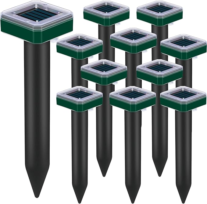 Tirgo Snake Repellent for Yard Mole Repellent Solar Powered Stakes Ultrasonic Rodent Gopher Groundhog Deterrent Outdoor Waterproof Lawns Vegetable Garden Animal Pest Repeller