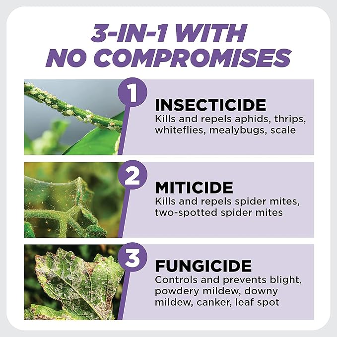 Earth's Ally 3-in-1 Plant Spray - Insect Repellent & Pest Control for Indoor Outdoor Organic Gardening - 32 Oz Ready-to-Use