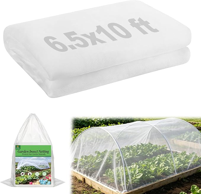 6.5x10ft Garden Netting - Ultra Fine Mesh Plant Covers to Keep Small Animals Pest Out, Bird Barrier Screen for Protecting Vegetables Fruits Flowers Raised Beds (Without Support Pole), 1 Pack