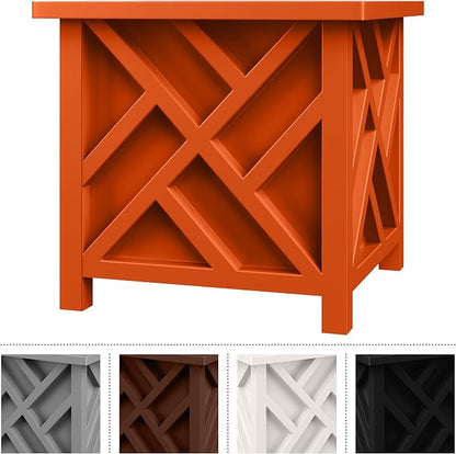 Lattice Design Planter Box - 15.5-Inch-Square Decorative Outdoor Flower or Plant Pot - Front Porch, Patio and Garden Decor by Pure Garden (Terracotta)