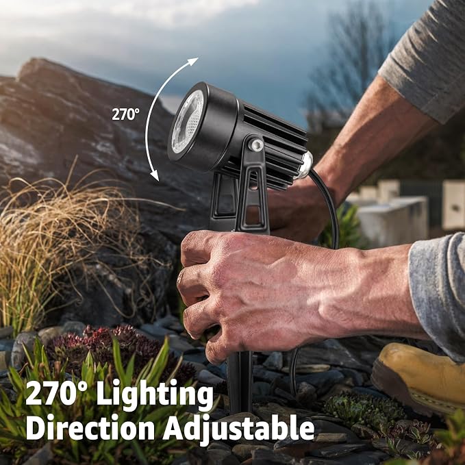 SUNVIE 3W Low Voltage Landscape Lighting LED Landscape Spotlights with Connectors Waterproof Low Voltage Landscape Lights 3000K Warm White Uplights Outdoor Spot Lights for Yard Garden House, 4 Pack | Waterproof 12-24V Low Voltage Landscape Light 300LM ...