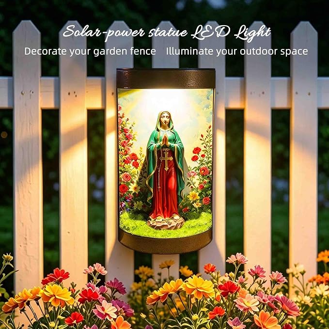 Virgin Mary Statue Solar Landscape Light,Color-Changing LED,Color-Changing LED Light, Waterproof,Outdoor Garden Decoration,Automatic Light-Sensing Design