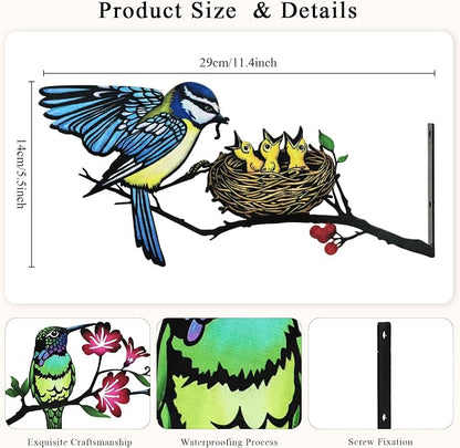 Metal Fledgling Wall Art Decor,Outdoor Wall Decor for Garden Fence Porch, Weatherproof Fence & Garden Decorations, Metal Yard Art for Patio Wall