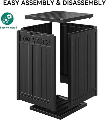 YITAHOME 51 Gallon Resin Package Delivery Box | Storage Box with Lockable Secure, Resin Deck Box for Porch, Curbside（Black）