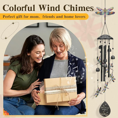 Dragonfly Wind Chimes Outdoor Durable Metal Windchimes Garden Patio Decor | Dragonfly Gifts for Women/Men, Garden/Yard Decor, Memorial/Birthday Gifts for Grandma/Mom, Chimes for Outside