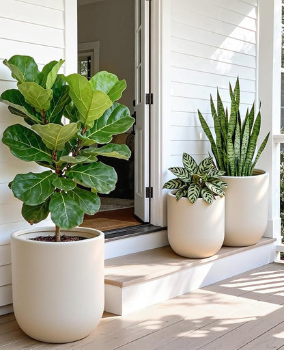 homenote Flower Pots 13/11.5/10 Inch,Large Plant Pots Indoor with Drainage,Plastic Pots for Plants,Garden Pots for Outdoor,Large Planters for Indoor Plants,Big Plastic Planter,White(3 Pcs)