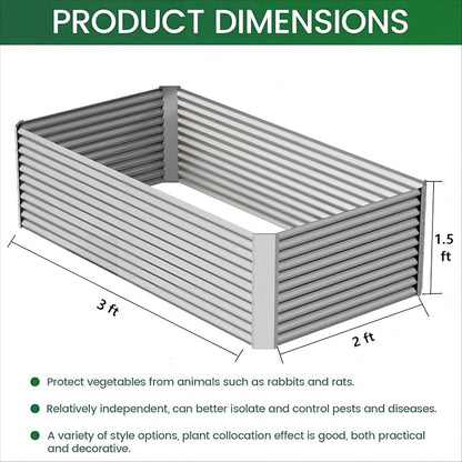 2pcs Tall Galvanized Raised Garden Bed Outdoor,Steel Garden Bed for Vegetables,Above Ground Garden Box for Flower,Metal Raised Beds for Gardening - 3x2ft