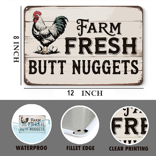 mmiishe Chicken Coop Accessories Funny Metal Signs Vintage Chicken Gifts for Farmers Coop Garden Kitchen Fences Gate Retro Wall Art Rustic Decor Birthday Anniversary Decoration Metal Tin Sign