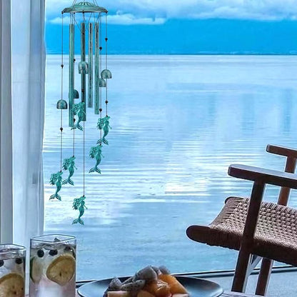 Mermaid Wind Chimes for Outside/Indoors, Mermaid Gifts for Women Mom Grandma, Aluminum Tubes Windchimes S Hook, 37" Wind Chime Hanging Decor for Home Patio Garden Porch Yard (Blue-Mermaid)