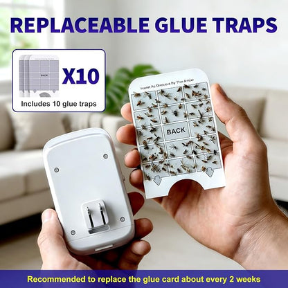 Upgraded Fruit Fly Traps for Indoors, Flying Insect Trap for Fruit Flies, Gnats, Plug in Bug Zapper Indoor with Dual-UV Lights & Trapping, Electric Grid & Glue Traps