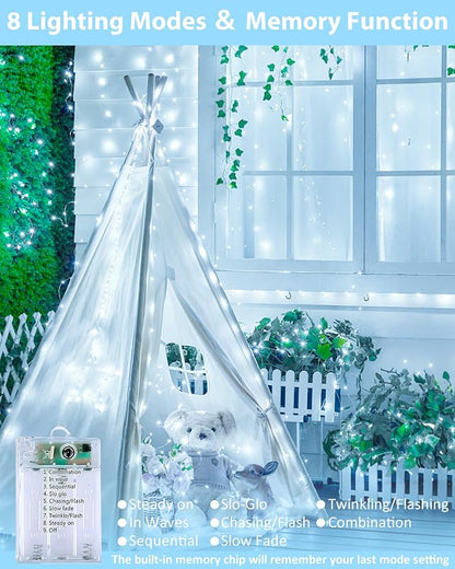4 Pack 60 LED Fairy Lights Battery Operated with Remote, 8 Modes String Lights Indoor Outdoor, Cuttable Battery Light for Home Bedroom Wedding DIY Centerpiece Christmas Decorations (Cool White)