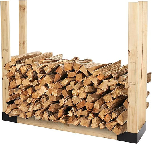 Shelter SLRK Adjustable Length & Height Firewood Storage Log Rack/Holder Kit, Powder Coated Heavy Duty All Steel, Adj. L x 14" D x Adj. H, Black