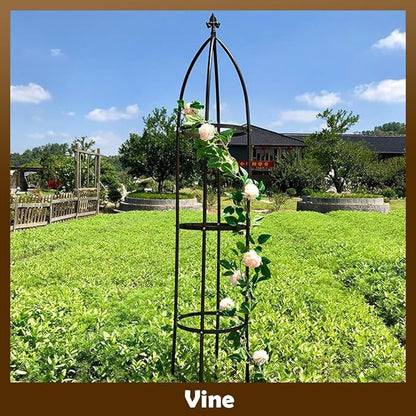 100% Metal Garden Obelisk Trellis Heavy Duty 6.3 ft Tall for Climbing Vines | Upgraded 16mm Thick Steel Tubes Rustproof Bronze Tower, 4.9lb Tall Plant Support Stands for Flowers, Roses, Clematis & Tomato