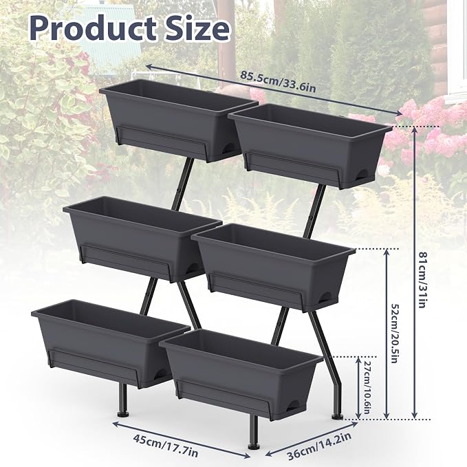 Sunexinlo Vertical Garden Planter Freestanding Raised Bed for Herbs Flowers Vegetables, Indoor Outdoor for Patio Balcony Deck