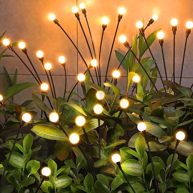 NBQQ Solar Garden Lights,8 Pack Solar Firefly Lights,Solar Lights Outdoor Decorative,Sway by Wind, High Flexibility Iron Wire & Heavy Bulb Base,Yard Patio Pathway Lawn(Warm White, 8 Pack)