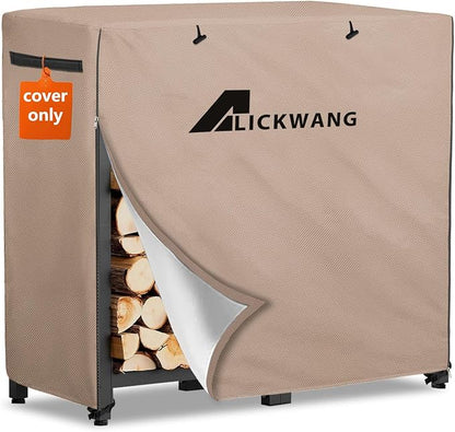 34Inch Firewood Rack Cover,Heavy Duty 600D Waterproof Outdoor Firewood Storage Rack Cover,All Weather Protection Outdoor Firewood Rac Cover.14 D x 34" W x 31" H. Khaki(Cover Only)