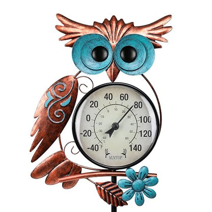 MUMTOP Outdoor Thermometer, Owl Outside Decor for Patio, Yard and Garden | No Battery Needed, Waterproof, Indoor and Outdoor, Easy to Read, Gifts Idea