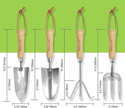WORKPRO W005010WE 4 Piece Garden Tool Set – Heavy-Duty Stainless Steel, Includes 4 Hand Tools (1 Kit)