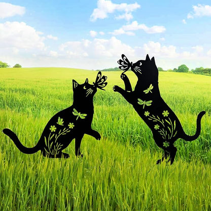 TIGGSY Cat Metal Decorative Garden Stakes Cat Gifts for Women/Men Unique Gifts Silhouette Statues for Yard Art, Outside, Patio, Outdoor Decor, Garden Decorations, Lawn Ornaments