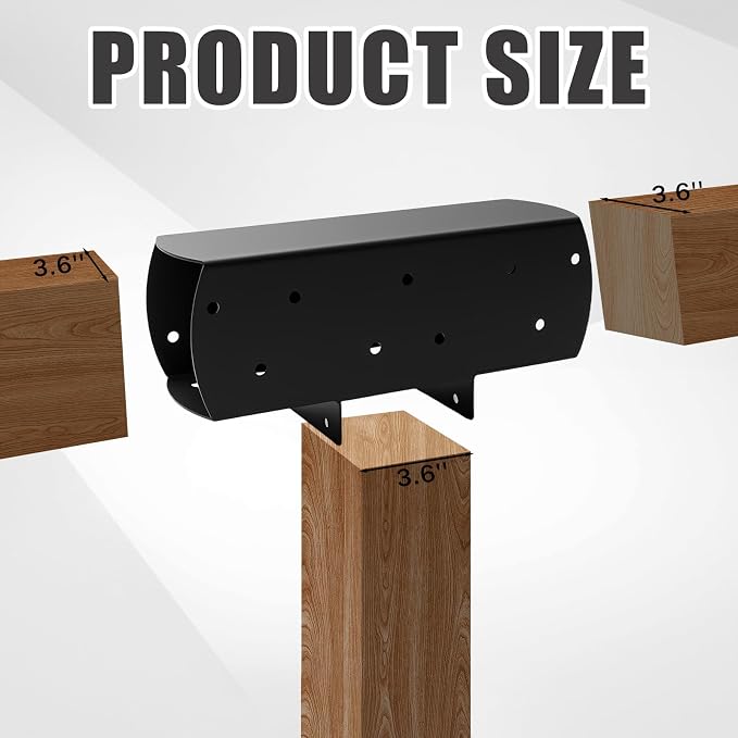 2 Pcs 4"x 4" 3-Way Pergola Bracket(Actual Fit: 3.6"x3.6") Post | T-Shaped Bracket Woodworks Pergola Kit|Metal Wood Post Connector for Pergola and Outdoor Structures