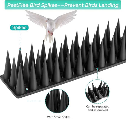 Bird Spikes, 40 Pack Pigeon Cat Squirrel Raccoon Animal Deterrent Spikes Anti-Climb for Outside Anti-Animal Defender Spikes to Keep Birds Away, Black