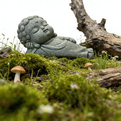 livelyfish Sleeping Buddha Statue Sandstone Buddha Figurine Zen Buddhism Sculpture for Aquarium Fish Tank Garden Home Decor (S)