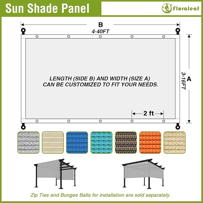 6' × 24' Pergola Shade Cover Universal Replacement Canopy Cover Outdoor Durable Fabric Sun Shade Cloth for Deck Patio Porch Backyard Gazebo with Grommets & Weighted Rods, Light Gray