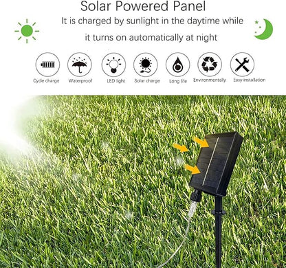 SHUKAN 220 LED Solar Firefly Bunch Lights, 8 Flashing Modes, Fairy Copper Wire Waterproof String Lights, Decorative Vine Solar Watering Can Lights, Outdoor Garden Christmas Decor Lights (Warm White)