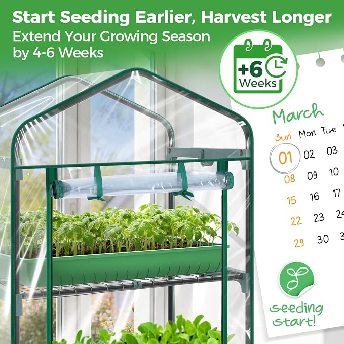 Mini Greenhouse for Outdoors Indoor: Ohuhu 23 x 19 x 75-Inch Small Plants Green House with 5 Tier Shelves, Portable Plastic Greenhouses with Heavy Duty Clear PVC Cover for Garden Patio Porch Balcony