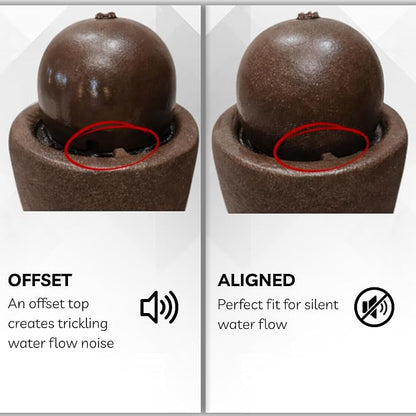 XBrand 25.98" H Brown Round Stone Indoor/Outdoor Modern Sphere Water Fountain with LED Lights – Ball Bubbling Fountain Décor for Garden, Patio, or Tabletop
