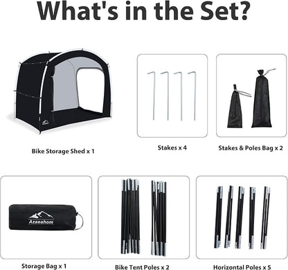 Bike Storage Shed Tent with Rain Fly, Enhanced Waterproof & Sun Protection Outdoor Storage for Bicycle, Motorcycle, Easy Setup Portable Shelter for Garden Tools, Lawn Mower (Extra Large)