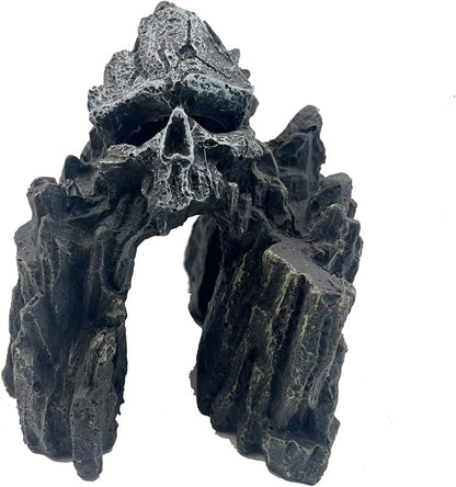 Fish Tank Decorations, Large Aquarium Decor Accessories with Skull Rock Mountain Cave, Bearded Dragon Hideout, Reptile & Amphibian Habitat Hideouts (Dark Gray Mountain)