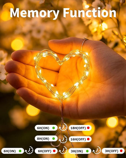 Solar Fairy String Lights 2 Pack Outdoor Remote Total 79FT 240LED Warm Multicolor 11 Mode Solar Powered Waterproof Copper Wire Twinkle String Light for Christmas Garden Tree Wedding Yard Decoration