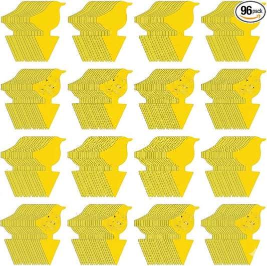 Kate's Home & Garden 96 Count Fruit Fly Traps for Indoors and House. Yellow Sticky Trap for Gnats, Mosquitos, Plants, Ants
