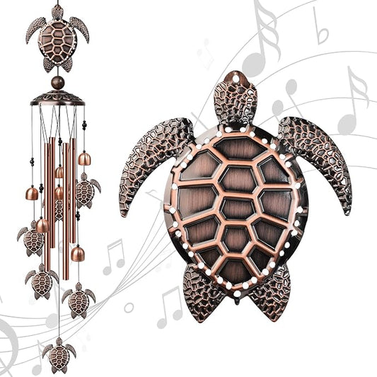 Wind Chimes Outdoor Clearance, 35" Sea Turtle Wind Chime, Outdoor Aluminum Wind Chimes with S Hook, Memorial Gift for Mom Grandma