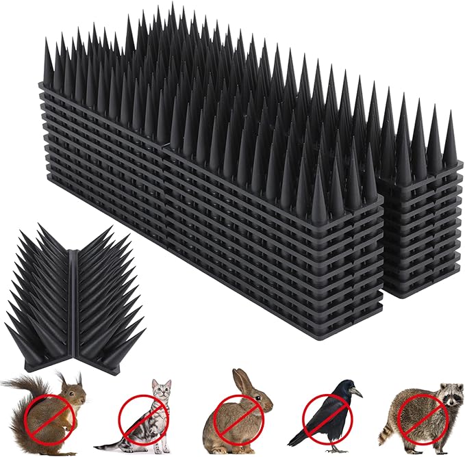 Bird Spikes, 40 Pack Bird Deterrent for Outside, Pigeon Spikes to Keep Raccoon Squirrel Cats Woodpeckers Away, for Fence Garden Roof Yard(37.3Feet)