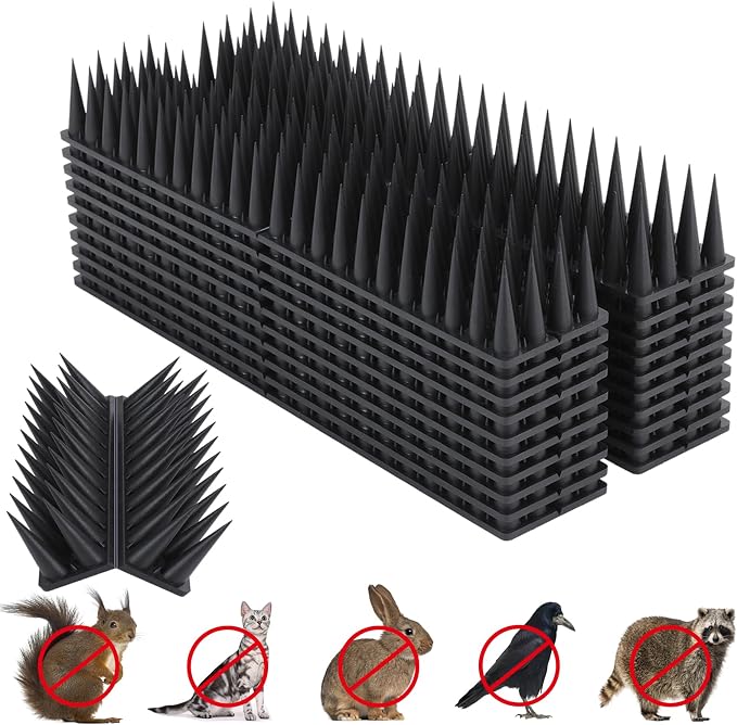 Bird Spikes, 9 Pack Bird Deterrent for Outside, Pigeon Spikes to Keep Raccoon Squirrel Cats Woodpeckers Away, for Fence Garden Roof Yard(8.4Feet)