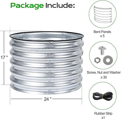 Aoodor 17" Tall 24" Metal Raised Garden Bed, Outdoor Planter Box and Raised Garden Kit for Vegetables, Flowers, and Herbs, Silver