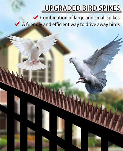 DY.2ten Bird Spikes, 11.8in Deterrent Spike, 10-Pack (9.8ft Total) Fence Spikes Bird for Outside to Keep Bird Squirrel Raccoon Pigeon Cat Away and Keep Birds from Building Nest, Easy to Install