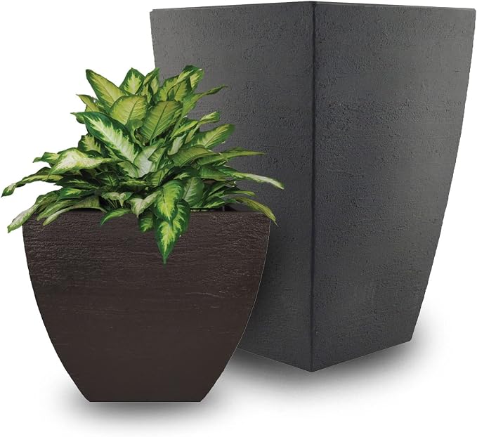 Tusco Products MSQ20SL Modern Square Garden Planter, 20-Inch, Slate