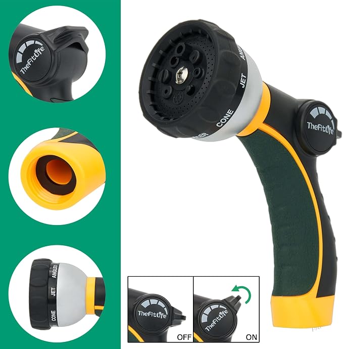 TheFitLife Flexible Metal Garden Hose - Upgrade Leak and Fray Resistant Design, Stainless Steel Water Hose with Solid Fittings and Sprayer Nozzle, Lightweight Kink Free Durable Easy Storage (50 FT)