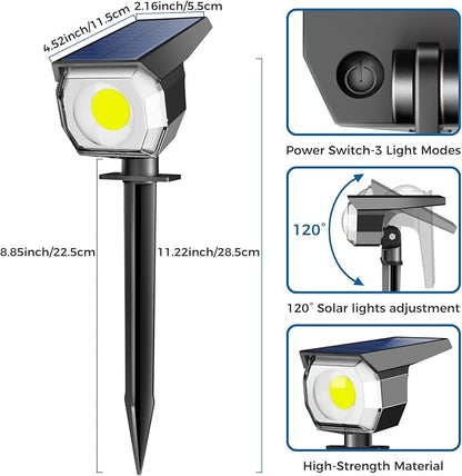 Peasur 8 Pack Solar Lights Outdoor, Spotlights Outdoor Waterproof 3 Modes, 2-in-1 Auto On/Off Solar Spot Landscape Lighting Outside for Tree Plants Yard Garden Pathway