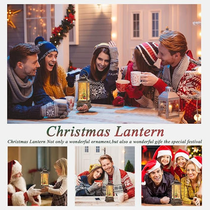 Christmas Snow Globe Lantern-Spark with Music Vintage Home Holiday Decor | Vintage Crystal Snow Lamp With Music And Sparkling Snow Scenery, 6h Timer; Indoor Christmas Tree Shaped Holiday Decorations
