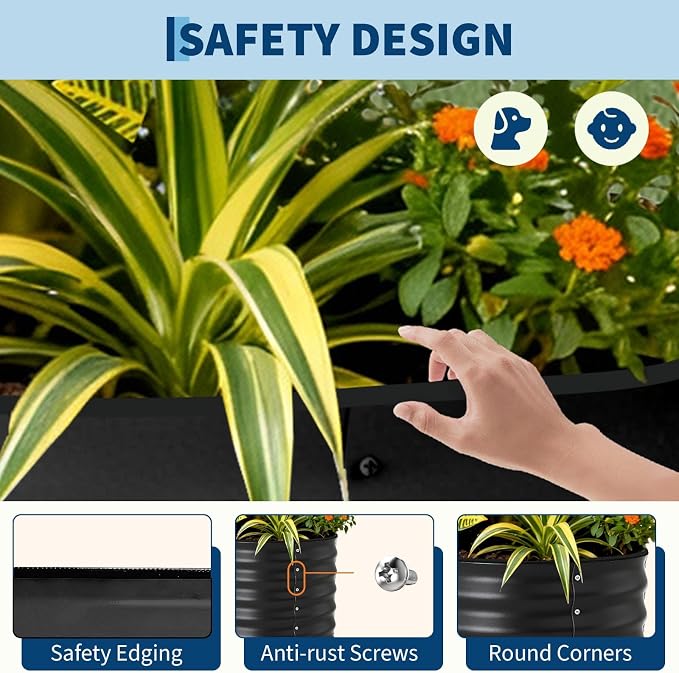 Galvanized 8x4x1 ft Raised Garden Bed Outdoor, Metal Planter Box for Flowers Vegetables, Rust-Resistant Raised Garden Beds for Gardening, Easy Assembly Outdoor Garden Box & Planters, Gray