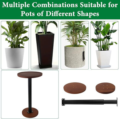 LUTTY Wooden Adjustable Plant Risers for Inside Pot,7.9-13.8 inches Tall Tapered Plant Riser Fill Bottom of Tall Flower Pots and Large Plants Containers, Rise Filler Riser of Flower Pots