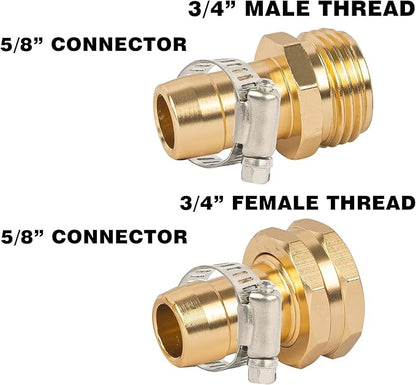 Hourleey Garden Hose Repair Connector with Clamps, Fit for 3/4" or 5/8" Garden Hose Fitting, Male and Female Hose Adapter Water Hose Repair Kit, 7 Set
