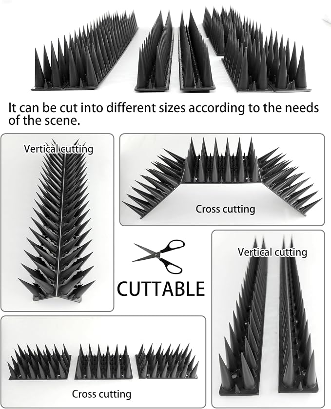 DY.2ten Bird Spikes, 11.8in Deterrent Spike, 10-Pack (9.8ft Total) Fence Spikes Bird for Outside to Keep Bird Squirrel Raccoon Pigeon Cat Away and Keep Birds from Building Nest, Easy to Install