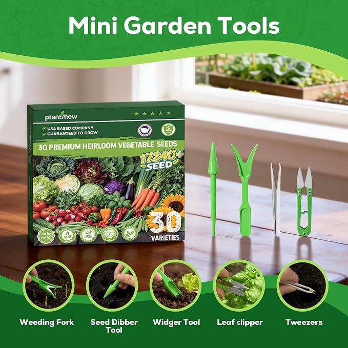 30 Vegetable Seeds Variety Pack - 17,200+ Heirloom Vegetable Seeds for Planting, Non-GMO Seed Packets with Tomato, Lettuce, Pepper, Cucumber for Indoor, Outdoor, Greenhouse & Hydroponic Gardening