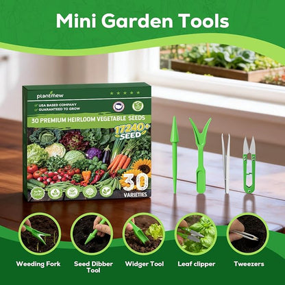 30 Vegetable Seeds Variety Pack - 17,200+ Heirloom Vegetable Seeds for Planting, Non-GMO Seed Packets with Tomato, Lettuce, Pepper, Cucumber for Indoor, Outdoor, Greenhouse & Hydroponic Gardening
